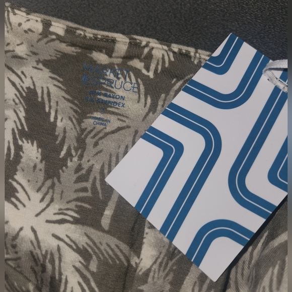 Nwt Market & Spruce Stitch Fix Palm Leaf Print‎ Tie Waist Jumpsuit Green White - Picture 3 of 4